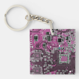Printed Circuit Assembly PCB Purple Circuit Board Keychain