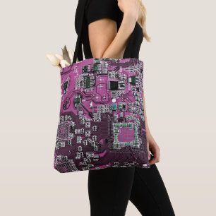 Printed Circuit Assembly PCB Purple Circuit Board Tote Bag