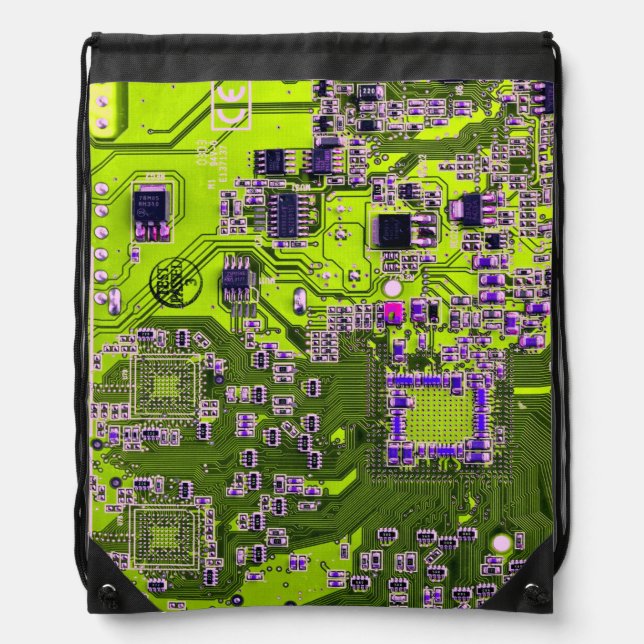 Printed Circuit Assembly PCB Yellow Circuit Board Drawstring Bag (Front)