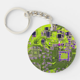 Printed Circuit Assembly PCB Yellow Circuit Board Keychain