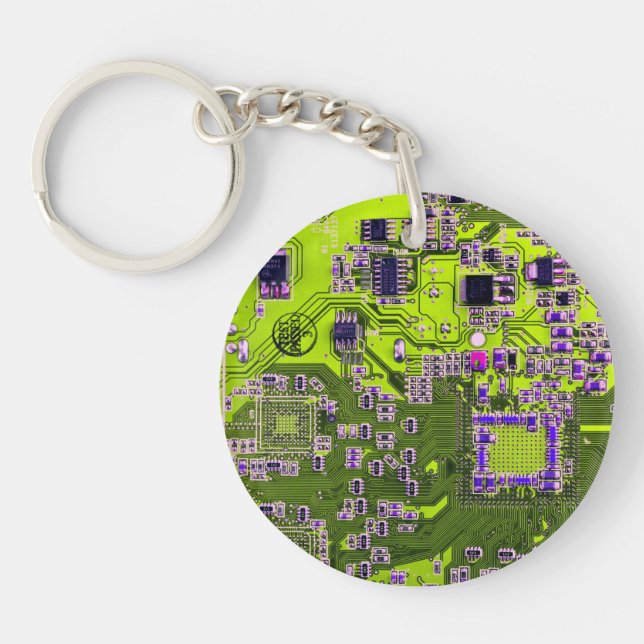 Printed Circuit Assembly PCB Yellow Circuit Board Keychain (Front)