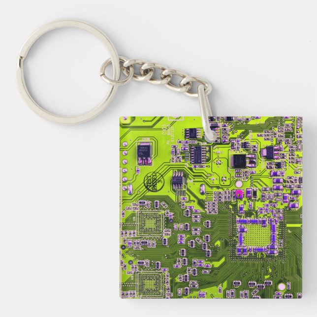 Printed Circuit Assembly PCB Yellow Circuit Board Keychain (Front)