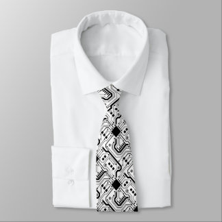 Printed Circuit Board - Black on White Neck Tie