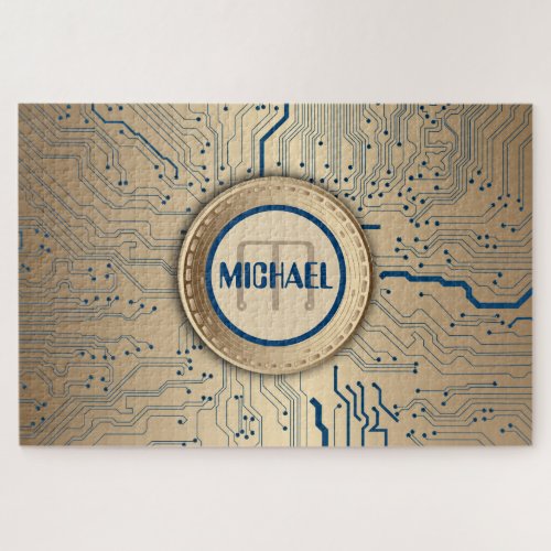 Printed Circuit Board Electronics Copper Monogram Jigsaw Puzzle