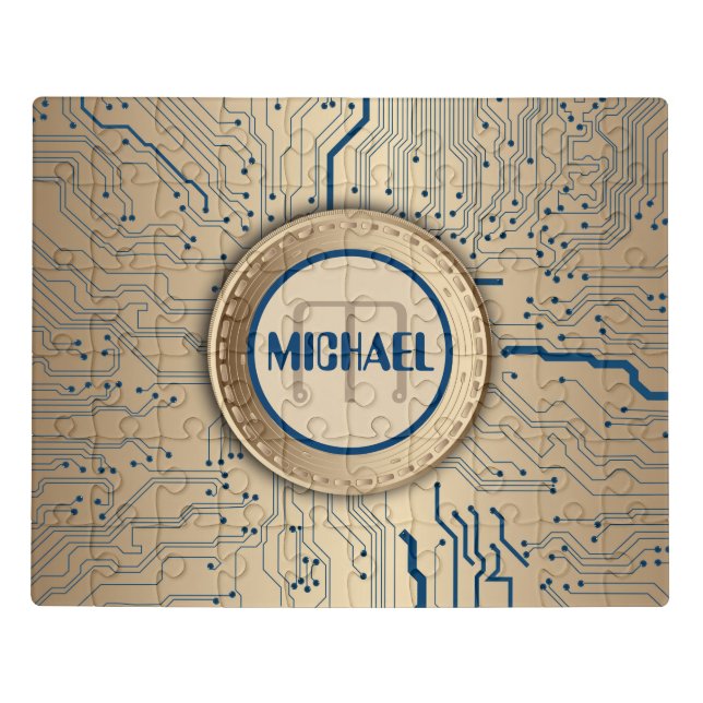 Printed Circuit Board Electronics Copper Monogram Jigsaw Puzzle (Puzzle Horizontal)
