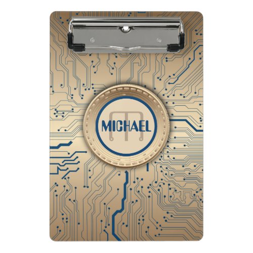 Printed Circuit Board Electronics Copper Monogram Mini Clipboard