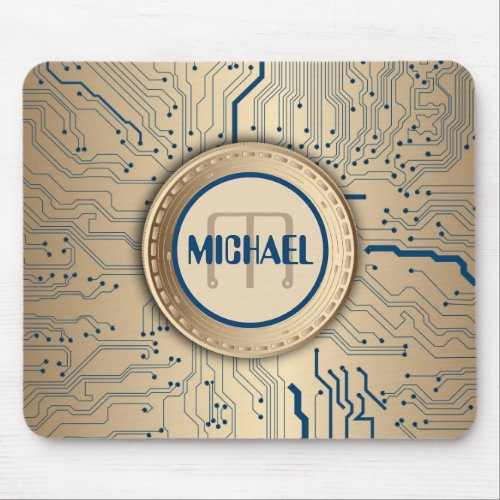 Printed Circuit Board Electronics Copper Monogram Mouse Pad