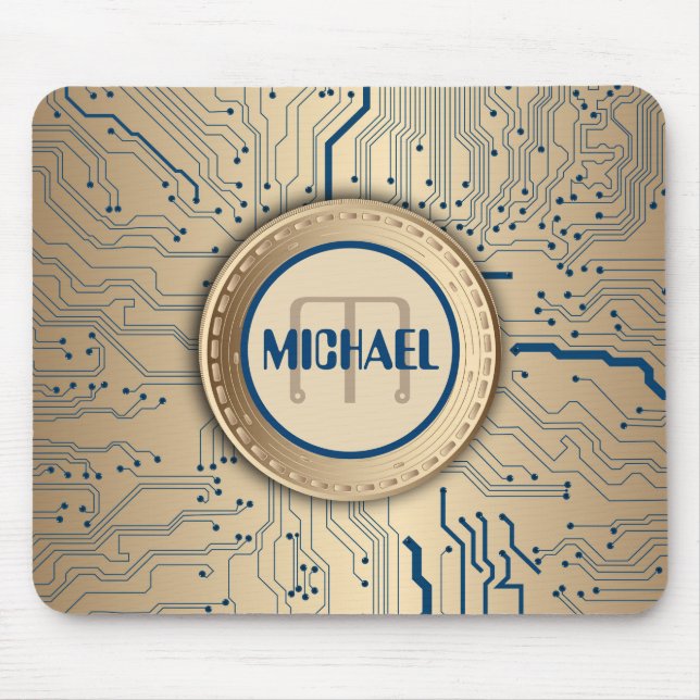 Printed Circuit Board Electronics Copper Monogram Mouse Pad (Front)