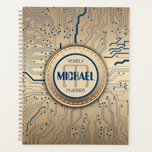 Printed Circuit Board Electronics Copper Monogram Planner