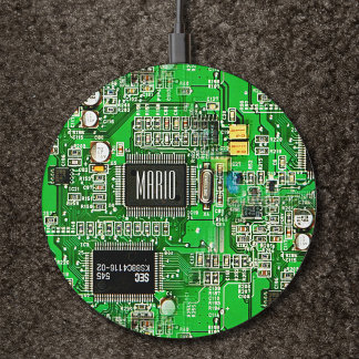 Printed Circuit Board Green Microchip Geeky Name Wireless Charger