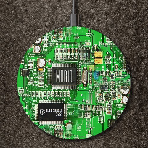   Printed Circuit Board Green Microchip Geeky Name Wireless Charger