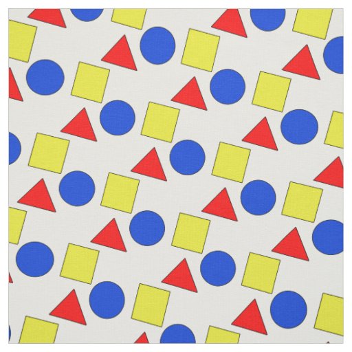 Printed Cotton Fabric, Primary Shapes Pattern Fabric | Zazzle