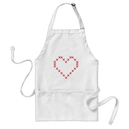 Printed cross stitch heart baking apron for women