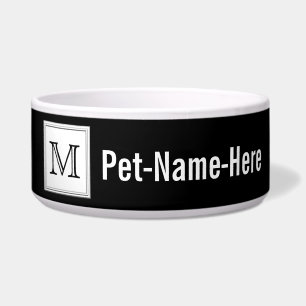 Printed Custom Monogram. Black and Pale Gray. Bowl