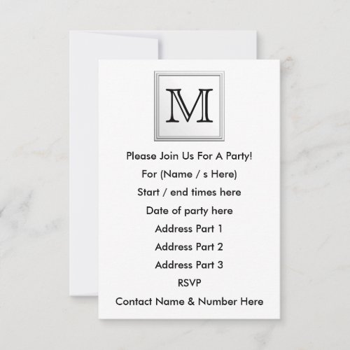 Printed Custom Monogram. Black and White. Personalized Announcements