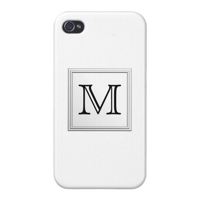 Printed Custom Monogram. Black and White. iPhone 4/4S Covers