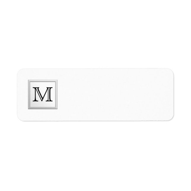 Printed Custom Monogram. Black and White. Label (Front)