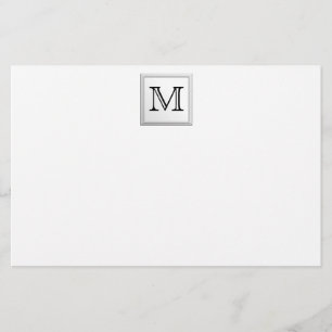 Printed Custom Monogram. Black and White. Stationery