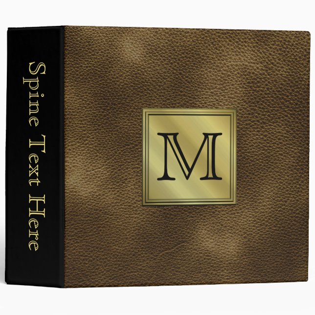 Printed Custom Monogram Image. Brown. Binder (Front/Spine)