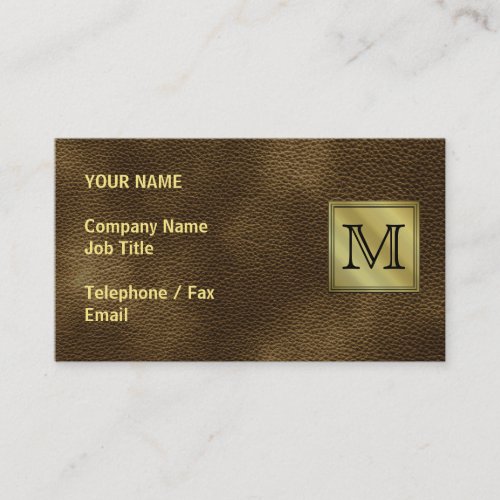 Printed Custom Monogram Image. Brown. Business Card