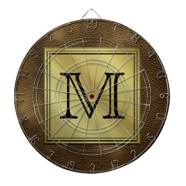 Printed Custom Monogram Image. Brown. Dart Board (Front)