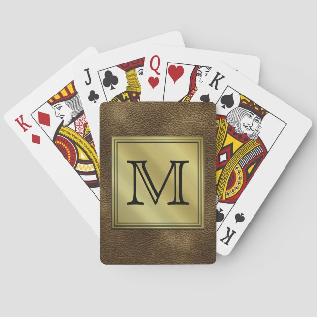 Printed Custom Monogram Image. Brown. Poker Cards (Back)