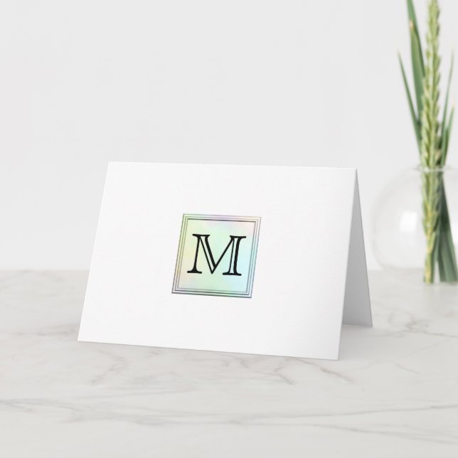 Printed Custom Monogram Image. Pretty, multicolor. Note Card (Front)