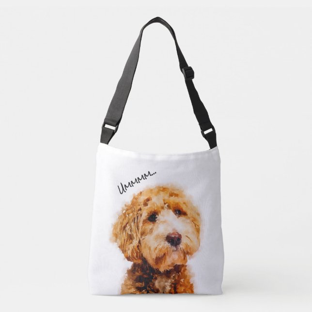 Printed Cute Poodle Dog Pattern Crossbody Bag (Front)