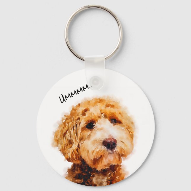 Printed Cute Poodle Dog Pattern Keychain (Front)