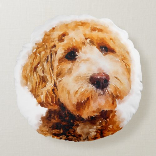 Printed Cute Poodle Dog Pattern Round Pillow