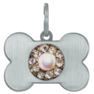PRINTED DIAMOND STAR WITH PEARL PET ID TAG