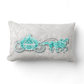 Printed Diamond teal princess coach/Floral Damask Lumbar Pillow