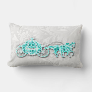 Printed Diamond teal princess coach/Floral Damask Lumbar Pillow