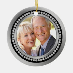 Printed diamonds 25th Wedding Anniversary Ornament