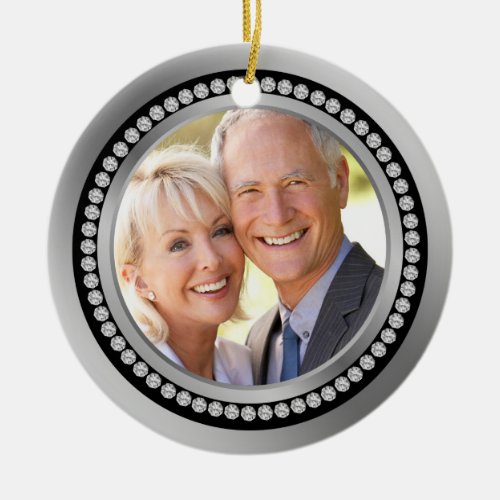 Printed diamonds 25th Wedding Anniversary Ornament