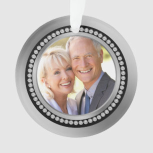 Printed diamonds 25th Wedding Anniversary Ornament