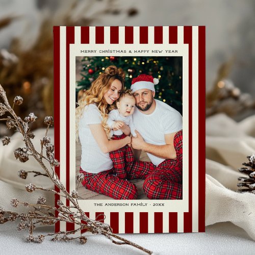 Printed/Downloadable Stripe Custom Photo Christmas Holiday Card
