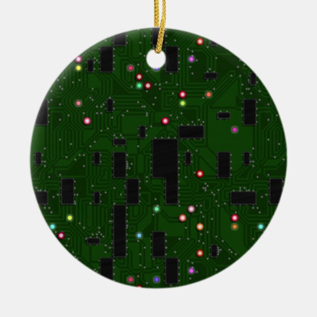 Printed Electronic Circuit Board Ceramic Ornament (Front)