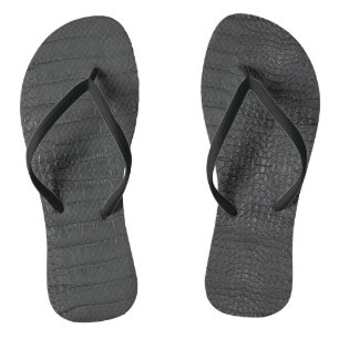 Printed Faux Black Alligator Texture Flip Flops