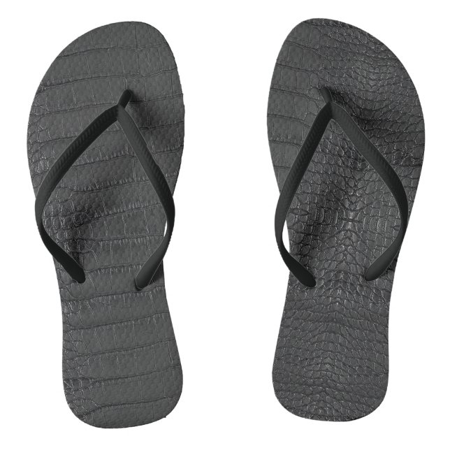 Printed Faux Black Alligator Texture Flip Flops (Footbed)