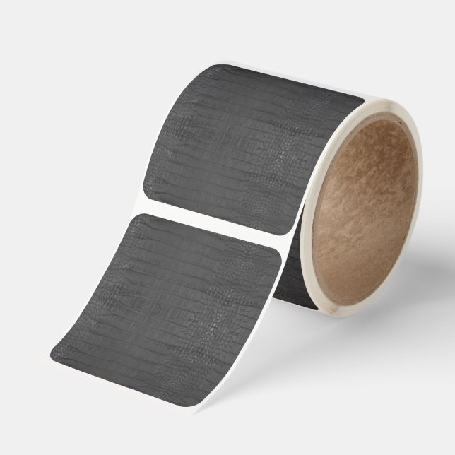 Printed Faux Black Alligator Texture Square Sticker (Roll)