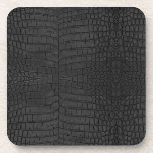  Printed Faux Black Crocodile Texture Beverage Coaster