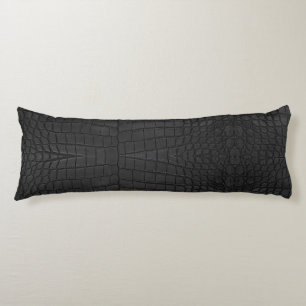 Printed Faux Black Crocodile Texture Body Pillow