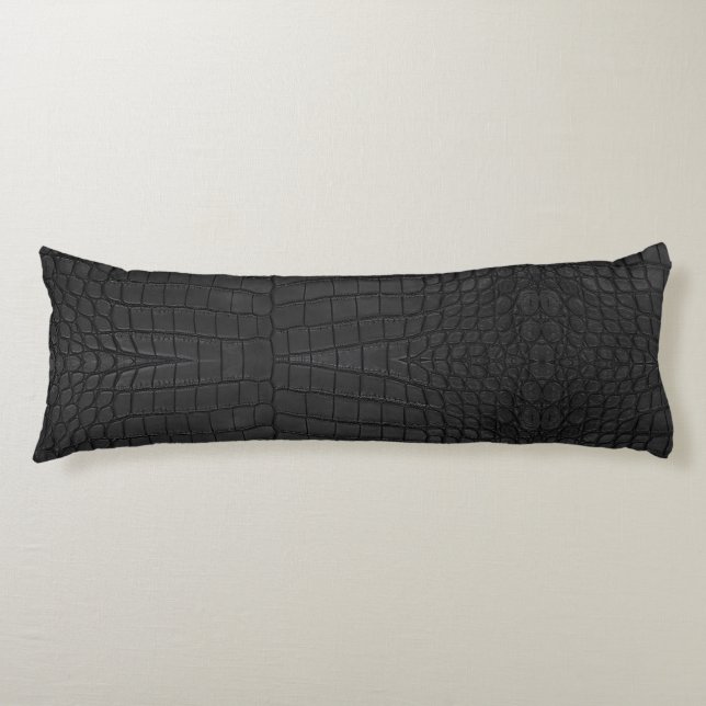  Printed Faux Black Crocodile Texture Body Pillow (Front)