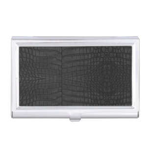 Printed Faux Black Crocodile Texture Business Card Case