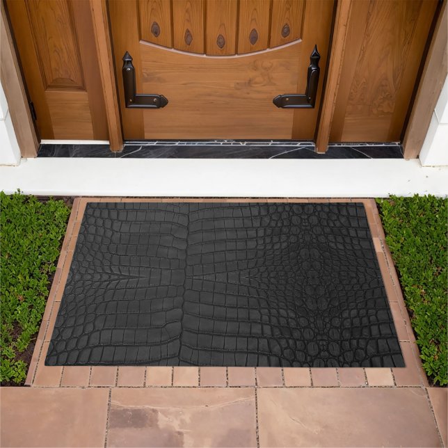  Printed Faux Black Crocodile Texture Doormat (Outdoor)