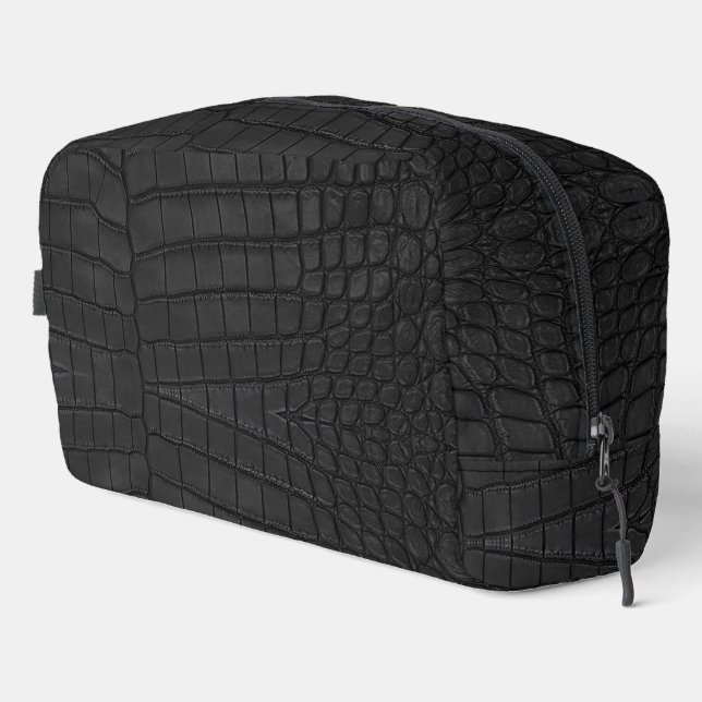 Printed Faux Black Crocodile Texture Dopp Kit (Right Corner)