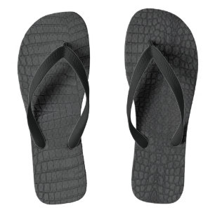  Printed Faux Black Crocodile Texture Flip Flops