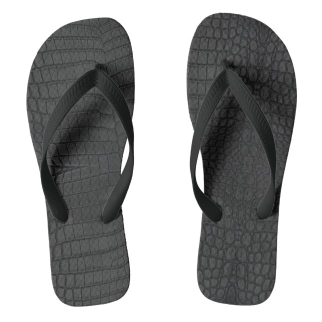  Printed Faux Black Crocodile Texture Flip Flops (Footbed)