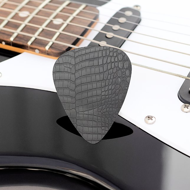  Printed Faux Black Crocodile Texture Guitar Pick (Black Crocodile Leather Print Guitar Pick
)